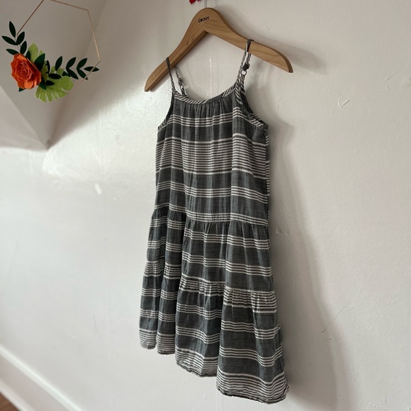 EUC GAP kids sz 8 cotton twirl tiered summer dress charcoal cream lined - Picture 6 of 8